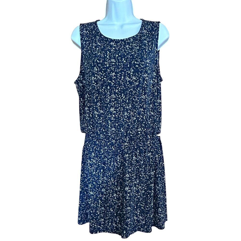 Mango Basics Navy Print Open Back Romper Size M Summer Playsuit‎